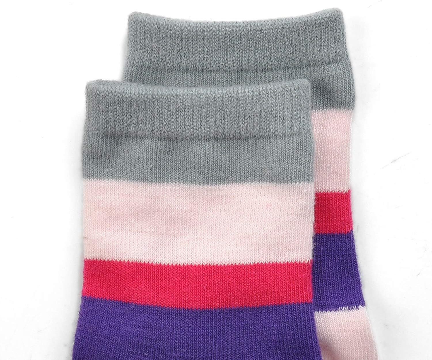 Epeius Kids Girls' 5 Pack Seamless Rainbow Stripes Crew Socks: Clothing