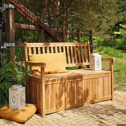 Banc Coffre En Bois D Acacia Fsc Amazon Fr Jardin