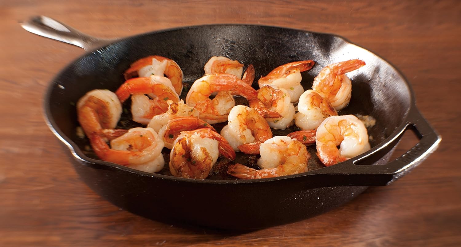 Lodge Seasoned Cast Iron Skillet - 12 Inch Ergonomic Frying Pan with Assist Handle: Cast Iron Skillet: Kitchen & Dining
