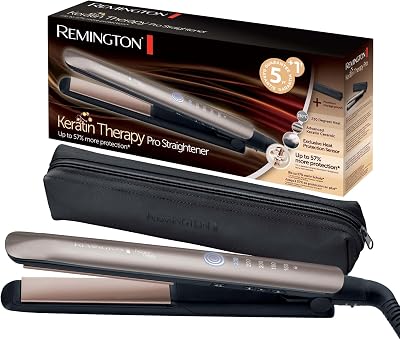 Glätteisen Profi [Hitzeschutzsensor um Haarschäden zu verringern] Keratin Protect (hochwertige Keratin-Keramikbeschichtung mit Mandelöl) Digitales Display, 160-230°C, Haarglätter S8593