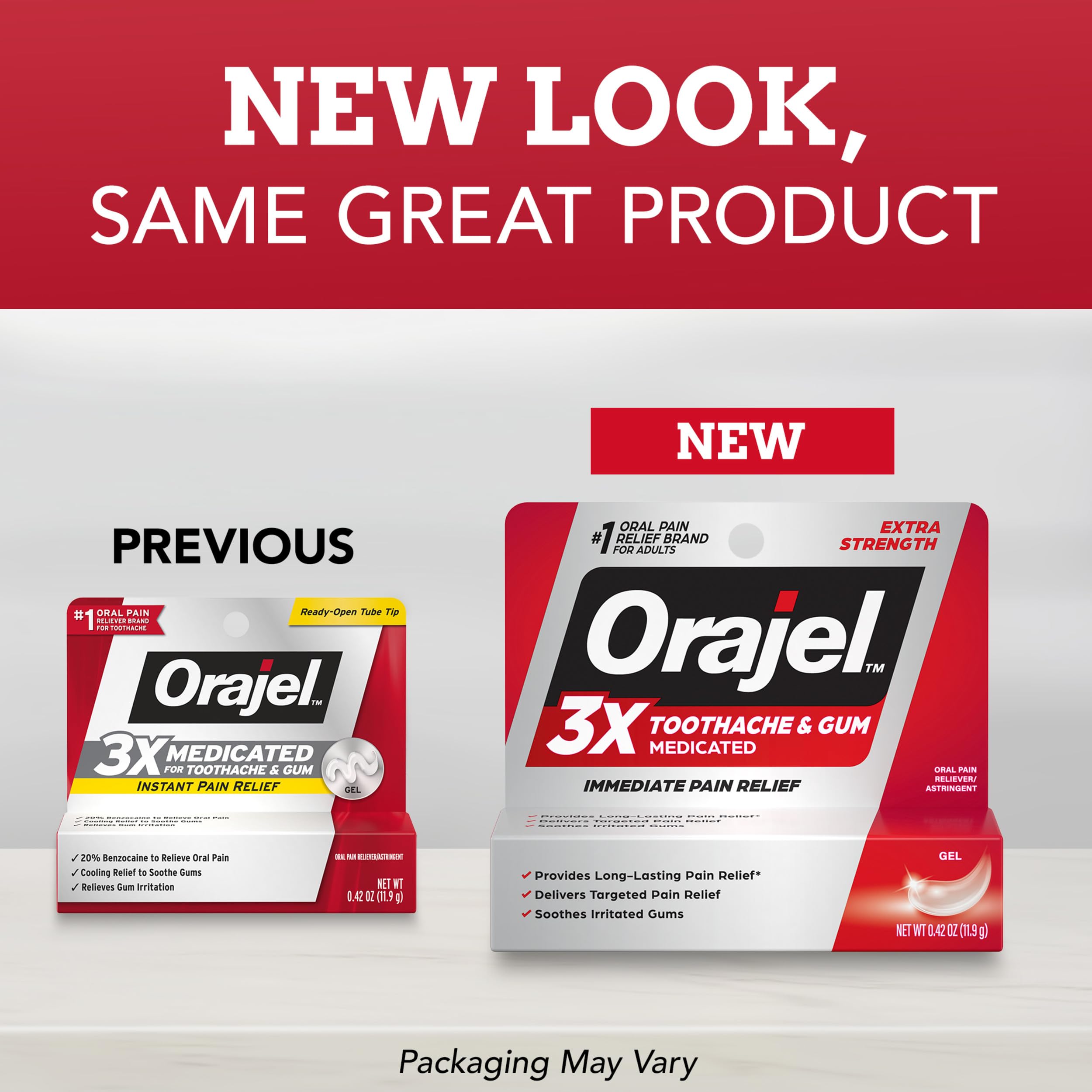 Orajel 3X for Toothache & Gum Pain: Maximum Gel Tube 0.42oz - From #1 Oral Pain Relief Brand - Orajel for Instant Pain Relief
