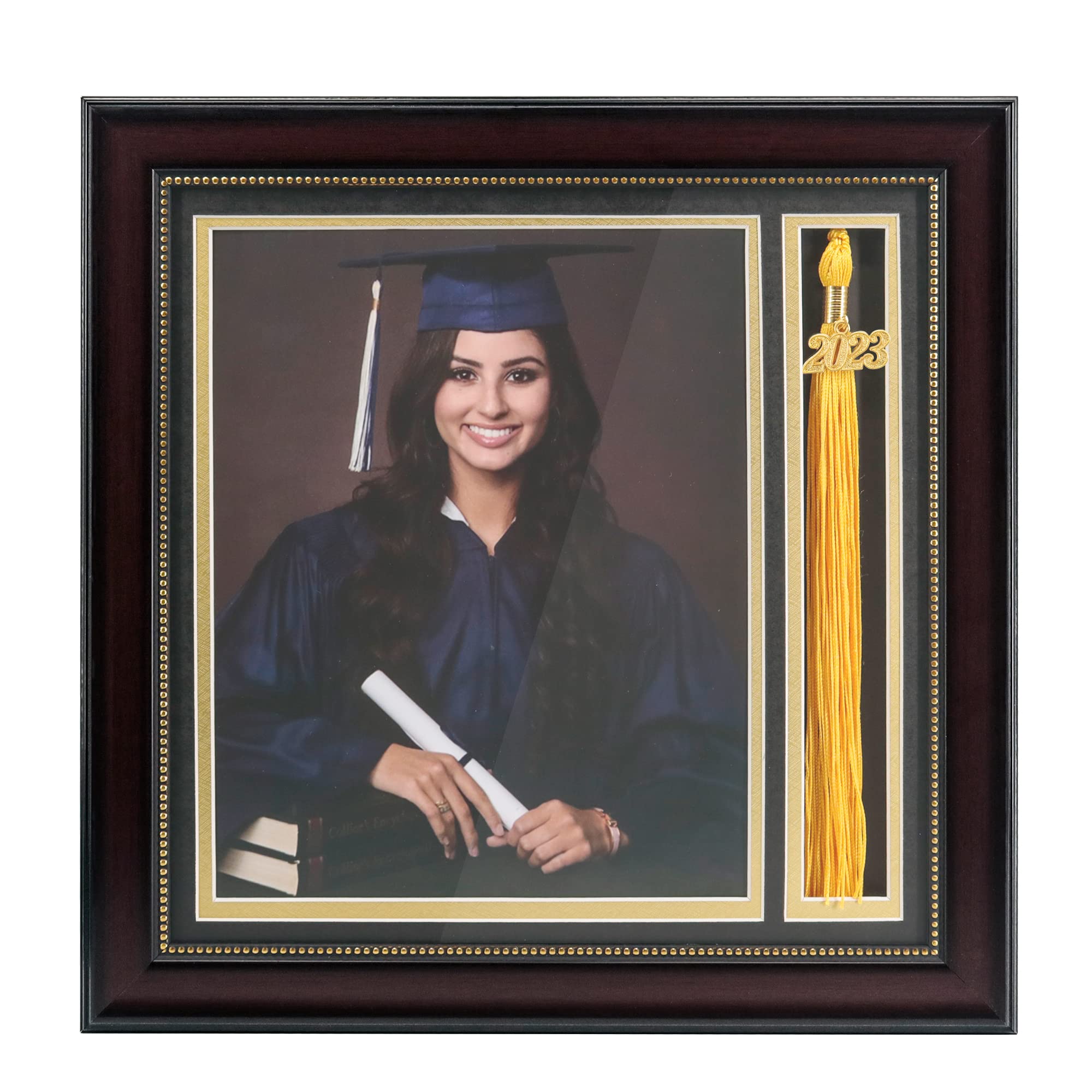 Photo 1 of GraduatePro Graduation Picture Frame 8x10 with Tassel Holder, Class of 2024 Shadow Box Graduation Decoration Gift, Mahogany Photo Frame