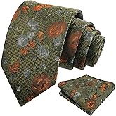 Alizeal Mens 3.15'' Colorful Flower Pattern and handkerchief Necktie Set