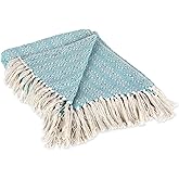 DII Diamond Stitch Woven Throw, Organic Modern, 50 x 60, Aqua