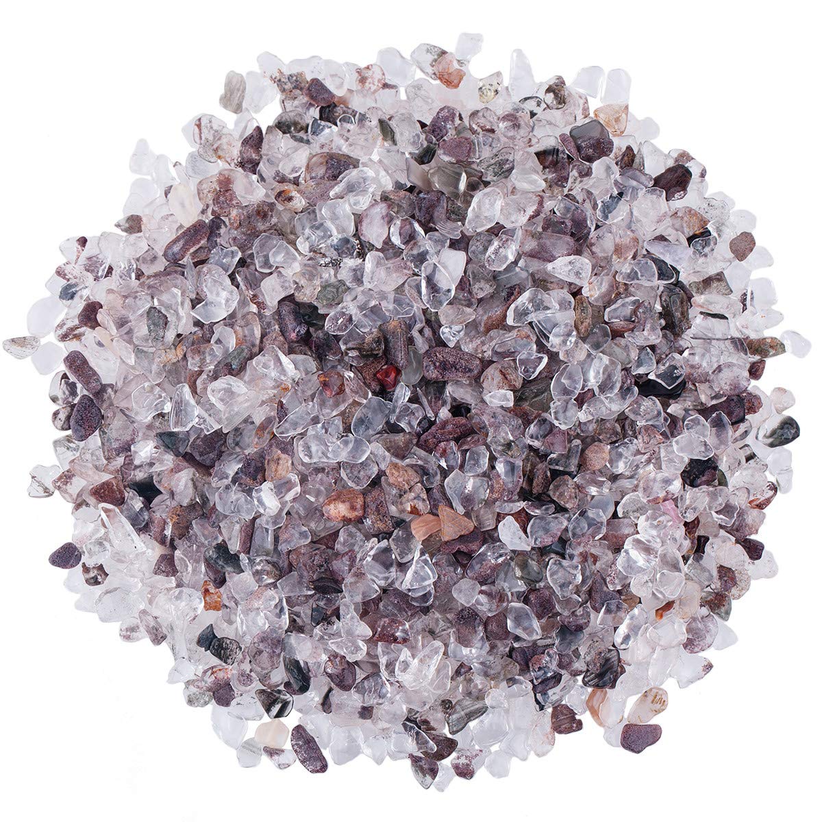 KYEYGWO Phantom Quartz Tumbled Chips Crushed Natural Stone for Decoration, Crystal Quartz Gravel Garden Decorative Stones 1 Pound(460 Gram)