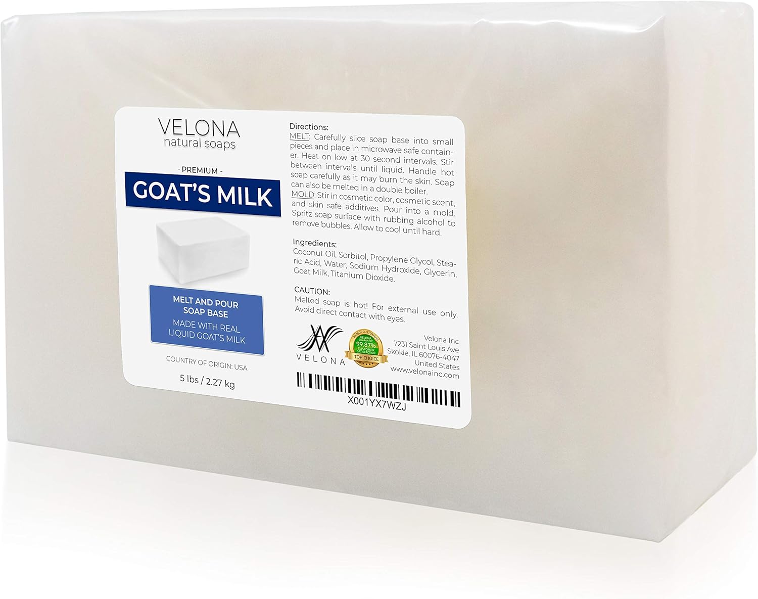 5 LB - GOATS MILK Soap Base by Velona | SLS/SLES free | Melt and Pour | Natural Bars For The Best Result for Soap-making: Arts, Crafts & Sewing