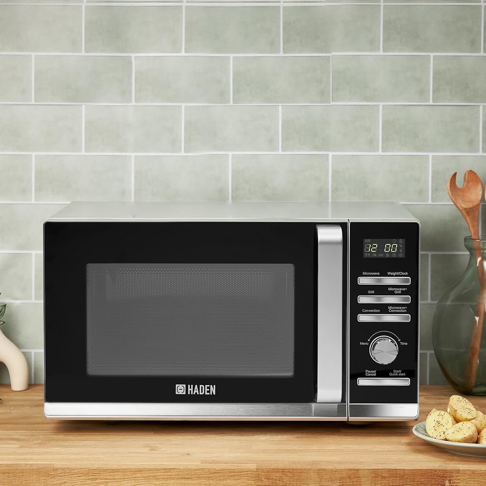 Haden Microwave Oven 900W Convection Grill 25L Silver 8 Auto Cook Programs