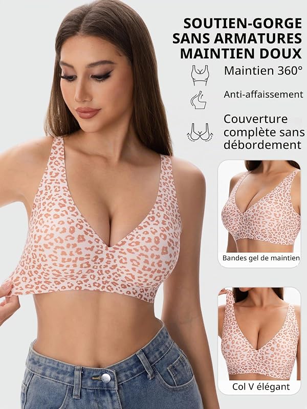 Vishawte Soutien Gorge sans Armature Brassiere Plongeant Femme Jelly Bra — photo 2 sur 6