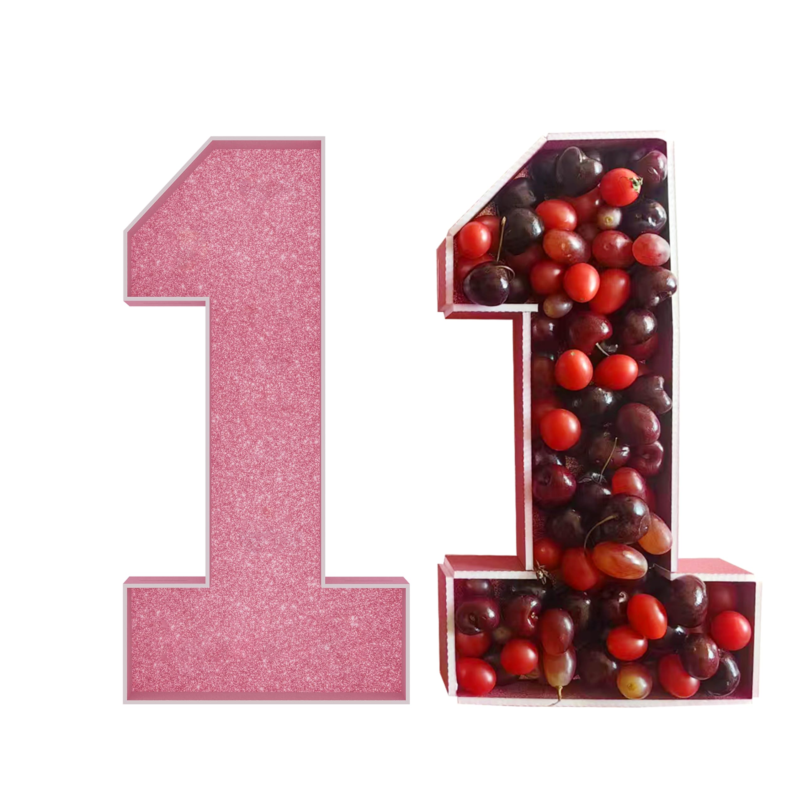 Photo 1 of 13.7" Pink Cardboard Number 1 for Charcuterie, Large Fillable Candy Gift Box – Hollow Gift Tray for Cupcakes, Candies & 1st Birthday or Anniversary Decorations