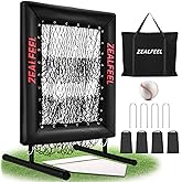 ZEALFEEL Baseball Pitching Net Pro, 9 Hole Pitching Target with Strike Zone Target, 5 Height Adjustable, Portable Easy Setup Trainer Net for Baseball & Softball with Ball, Home Plate & Pitching Rubber