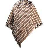 virblatt - Poncho Men | 100% Cotton | Mexican Poncho Men Baja Hoodie |Big Hood| Winter Pancho Warm Hooded Poncho Cape