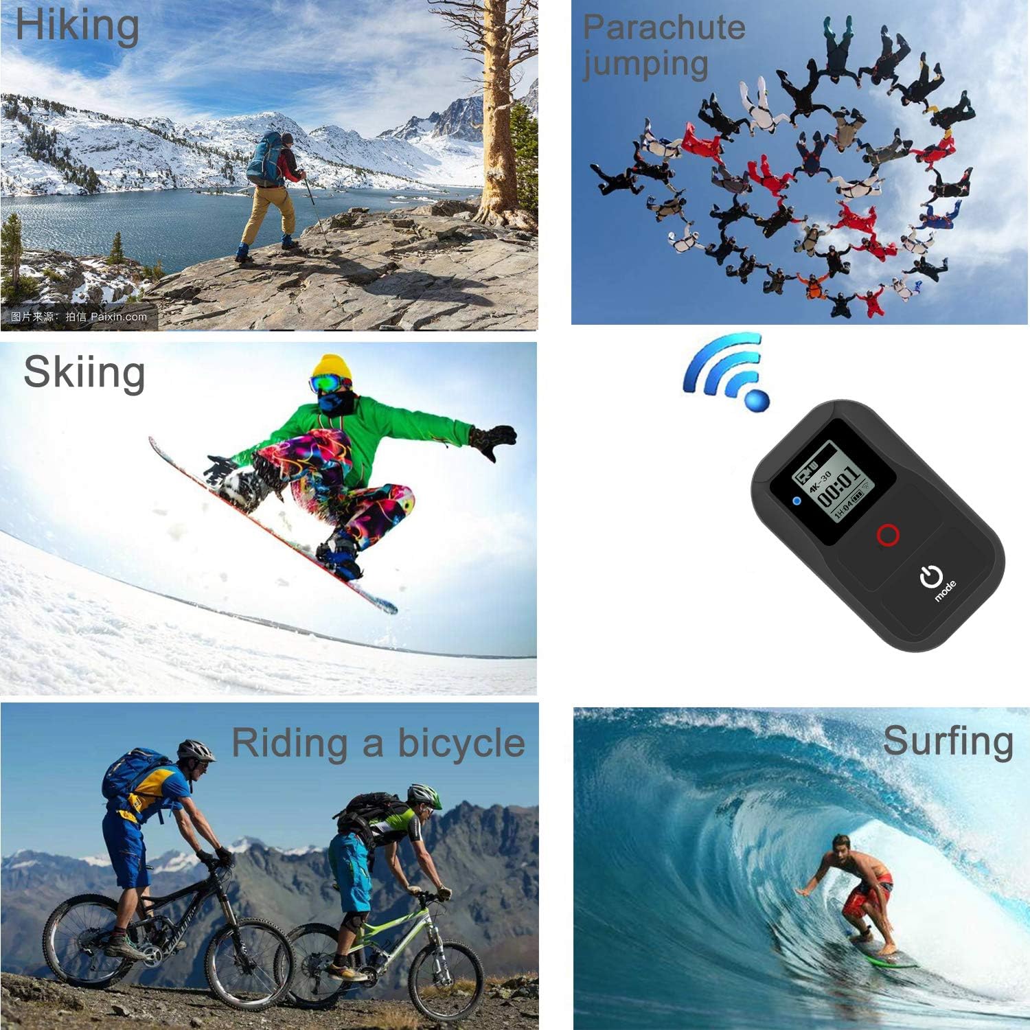 Suptig Wifi Remote For Gopro Hero 8 Hero 7 black, 6, 5, 4 Hero Session Hero 3 Hero 3+ Hero +LCD Cam Waterproof Wireless Remote(Black) - Image 5