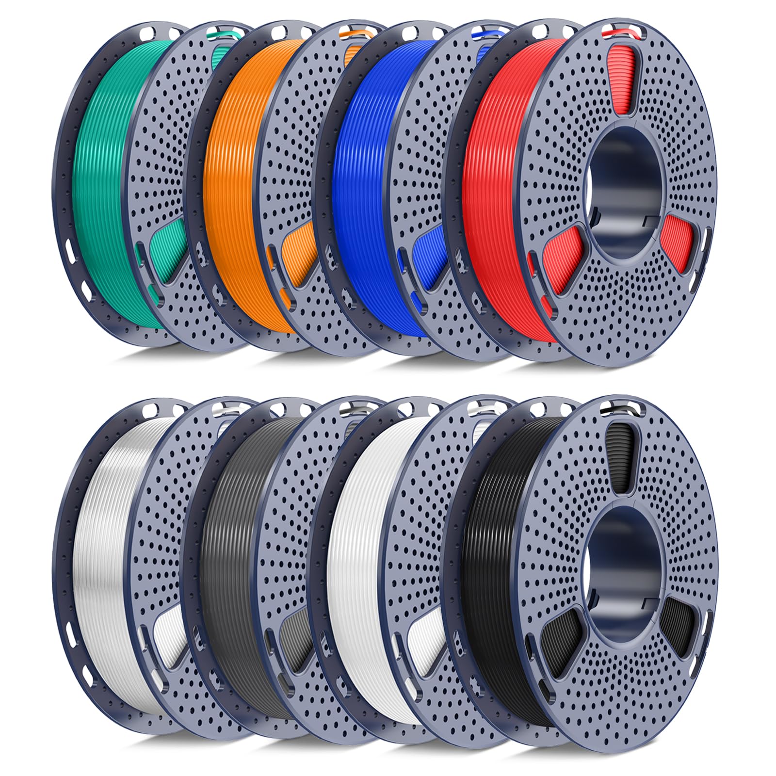 Photo 1 of 250g PETG Filament 1.75mm Bundle, SUNLU 3D Printer Filament Neatly Wound, Individually Vacuum Packed, 250g Spool, 8 Rolls, Black+White+Grey+Transparent+Red+Blue+Orange+Green