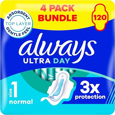 Always Ultra Day Normal With Wings Sanitary Towels 4 x 30 Pads Size 1
