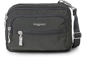 Baggallini Triple Zip Small Convertible Crossbody Fannypack Belt Bag-Lightweight Water-Resistant