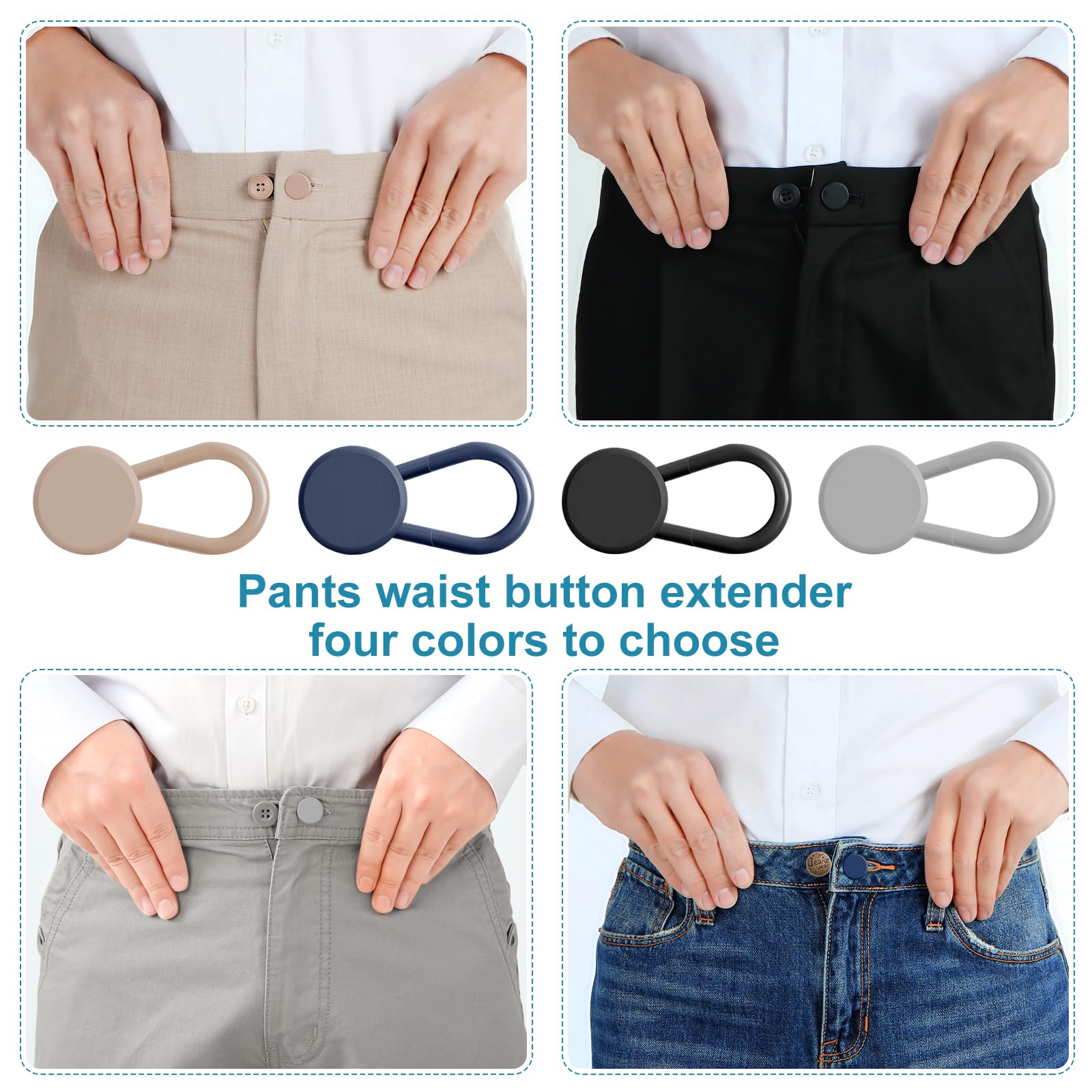 KUNTAERY 8PCS Button Extenders for Jeans, Pants Waistband Expanders, Instant Waist Extender Buttons for Women and Men, No Sew Jeans Waist Extension 1-1.4 Inches