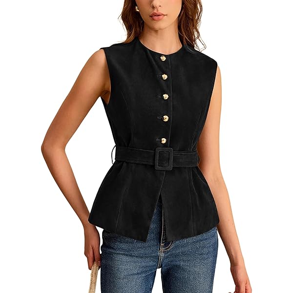 Women's Satin Silky Textured Vest Button Down Sleeveless V Neck