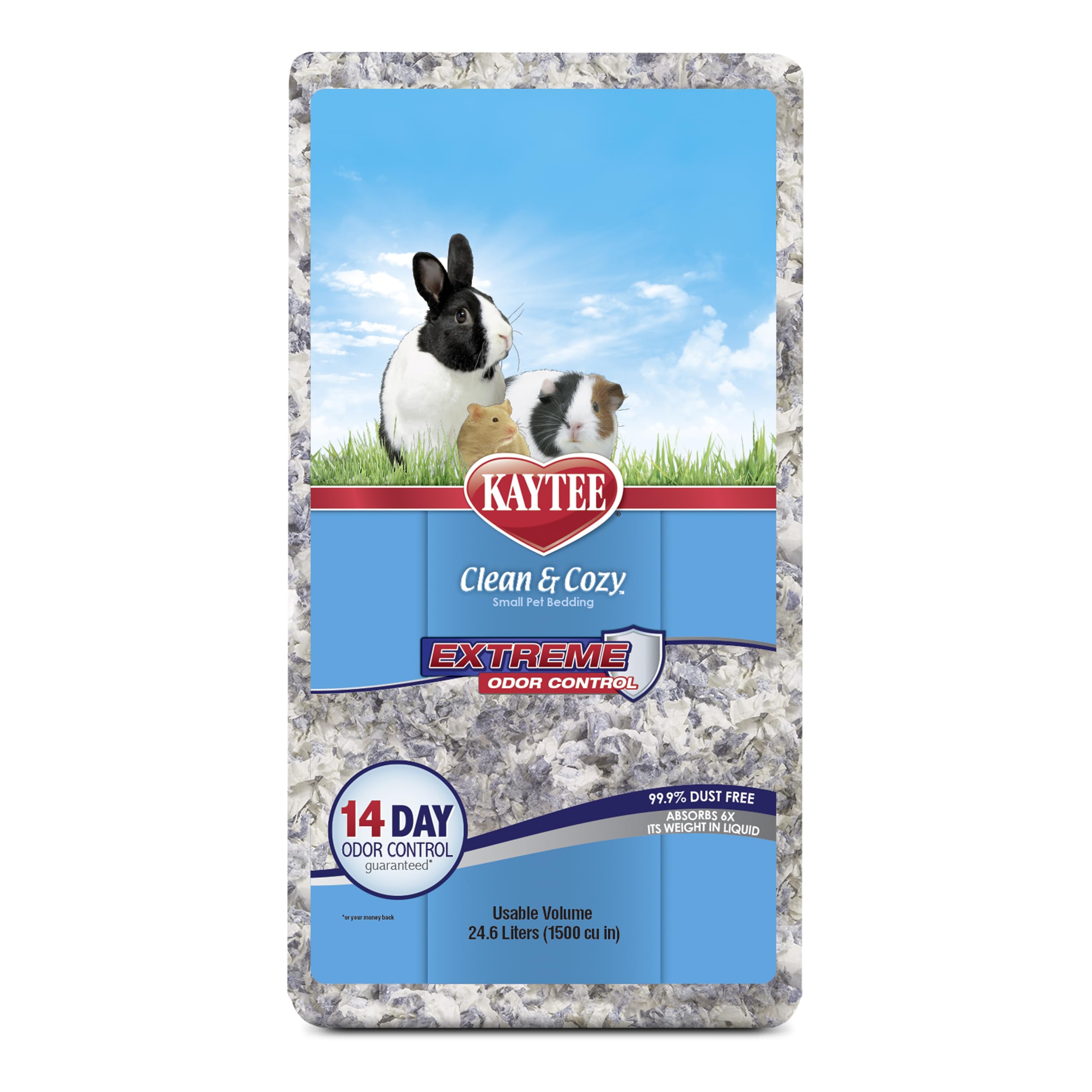 Kaytee Clean & Cozy Extreme Odour Control Super Absorbent Paper Bedding for Small Animal Cages, Hamster, Gerbil, Mice, Guinea, 24.6 Litres