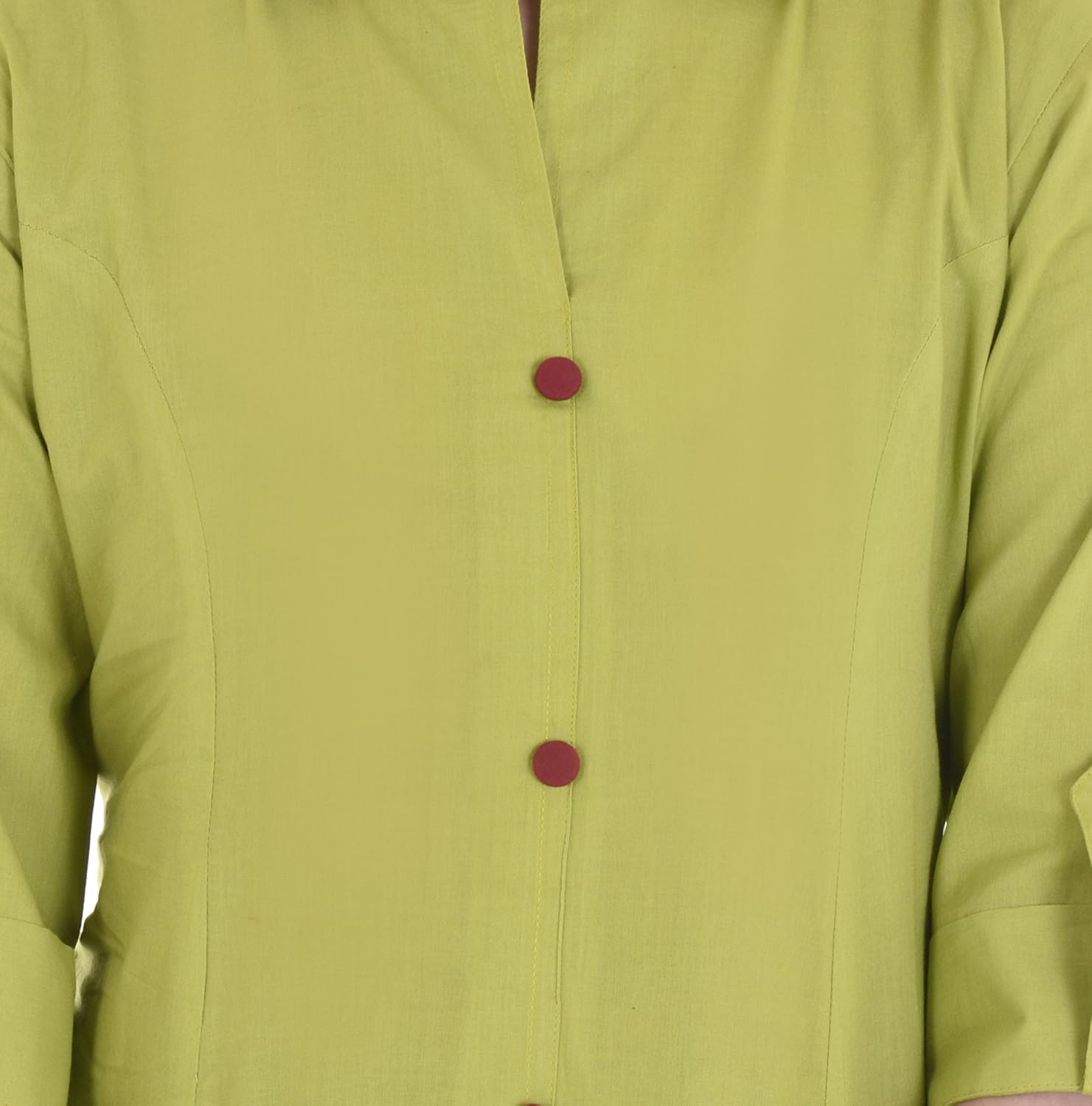 palakh women's cotton light green front button kurti with red palazzo