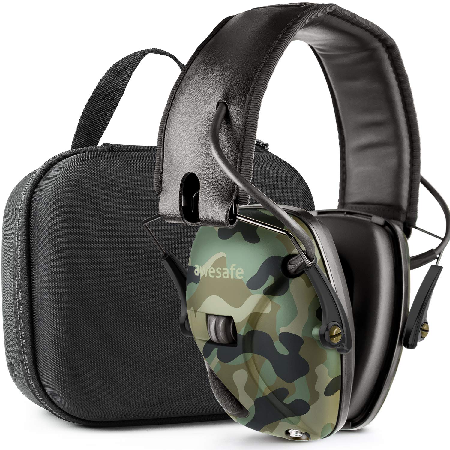 awesafe Electronic Ear Defenders Ear Protection for Adults Shooting Hearing Protection Safety Earmuffs with Hard Storage Case, NRR 24dB