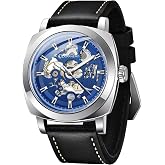 SAPPHERO Mens Watches Leather Skeleton Automatic Watches for Men | Leather Strap,Designed for Daily Commute &amp; Business Meeting,50M Waterproof,Original quality movement