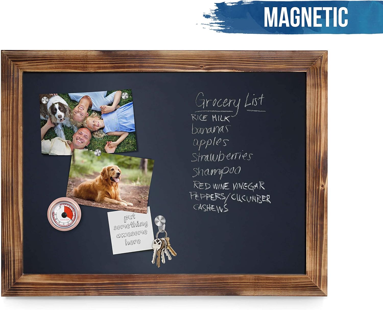 Rustic Whitewashed Magnetic Wall Chalkboard, Large Size 18" x 24", Framed Chalkboard - Decorative Magnet Board Great for Kitchen Decor, Weddings, Restaurant Menus and More! … (18" x 24")…: Office Products