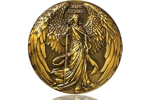 LZWIN The Archangel Saint Michael Christian Challenge Coin - 1.57 Inch Zinc Alloy, Psalm 91:10-11 Scripture, with Protective Case (Single Coin)