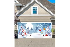 SYJINGLINK 7 x 16 Ft Christmas Garage Door Banner Decorations,Christmas Double Garage Door Cover,Large Christmas Backdrop Decoration for Outdoor Indoor Home Holiday Party (7 * 16ft-Banner-Style 2)