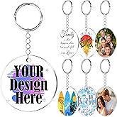 SHISANYI 20 Personalized Acrylic Photo Keychains, Double-Sided Printing, Custom Keychains with Your Text Logo for Gifts