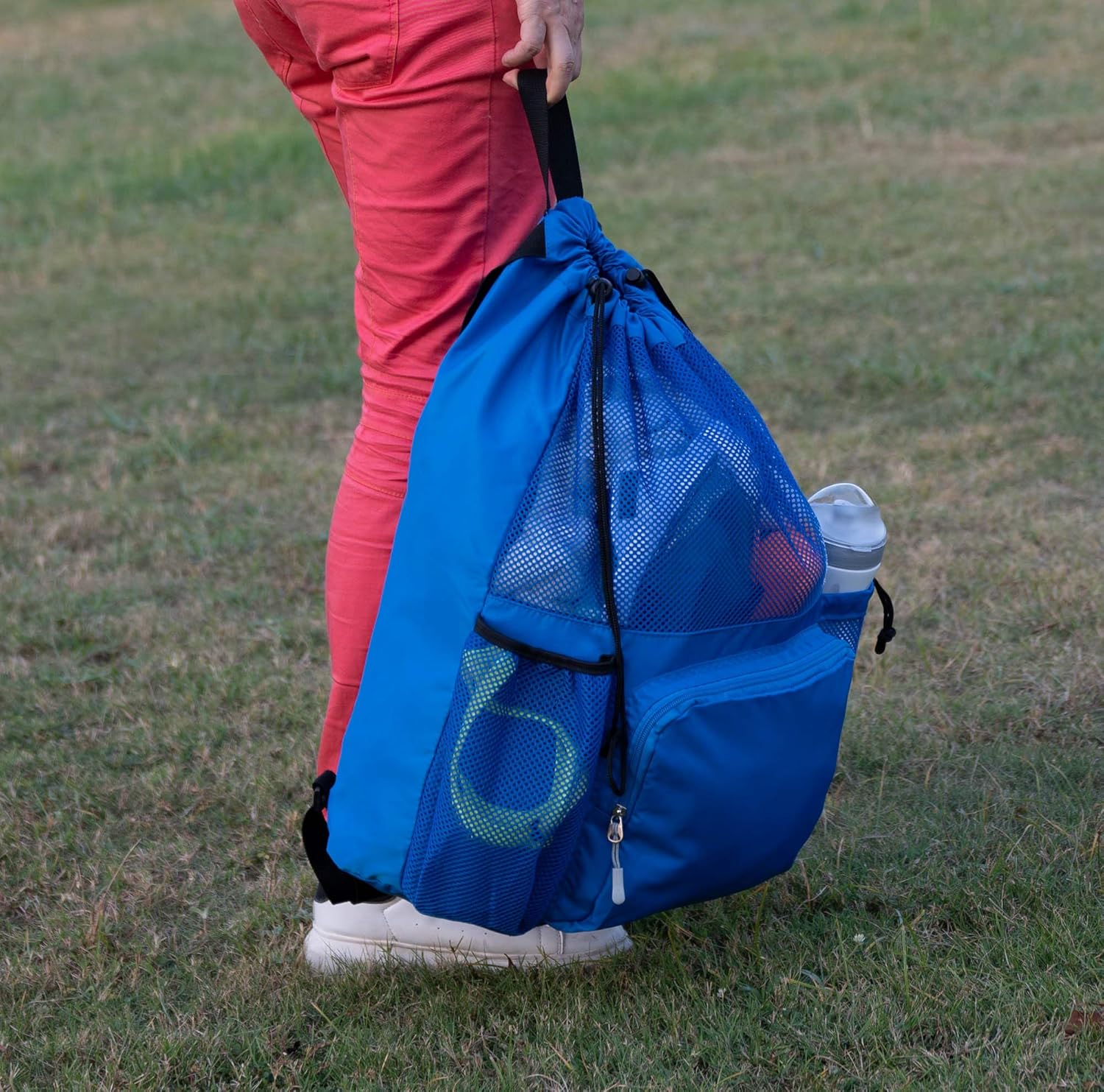 ButterFox Large Swimming Equipment Mesh Bag with Separated Waterproof Dry Compartment, Dry and Wet Separated (Blue): Sports & Outdoors