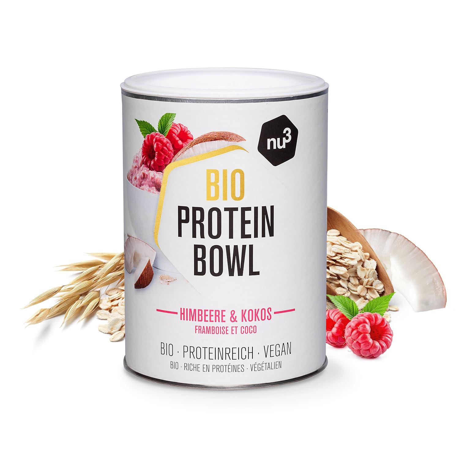 nu3 Protein Bowl orgánico sabor frambuesas & coco | 300g de ...