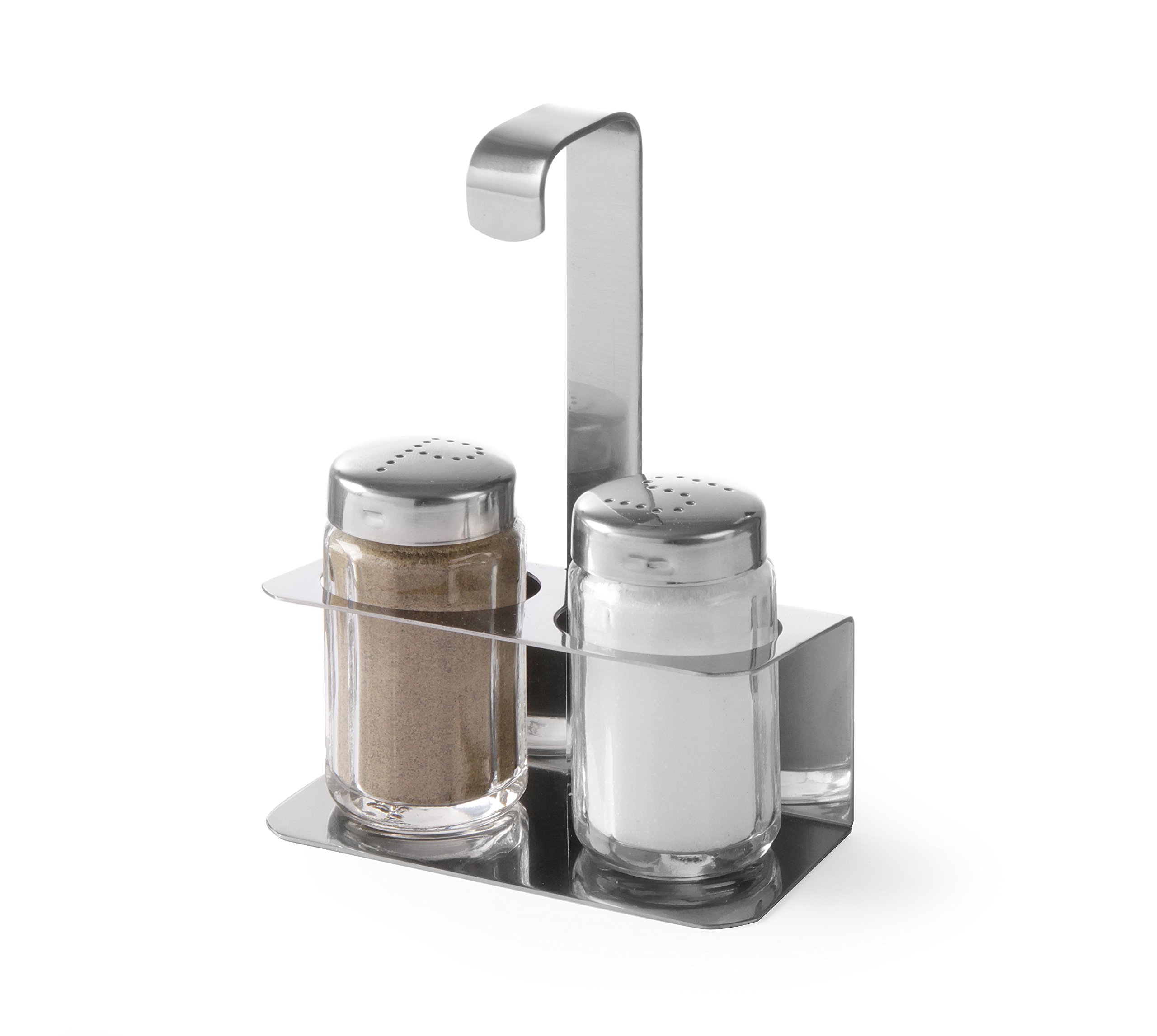 HENDI Stainless Steel Two Piece Set Pepper Shaker, Salt Shaker, Spice Rack