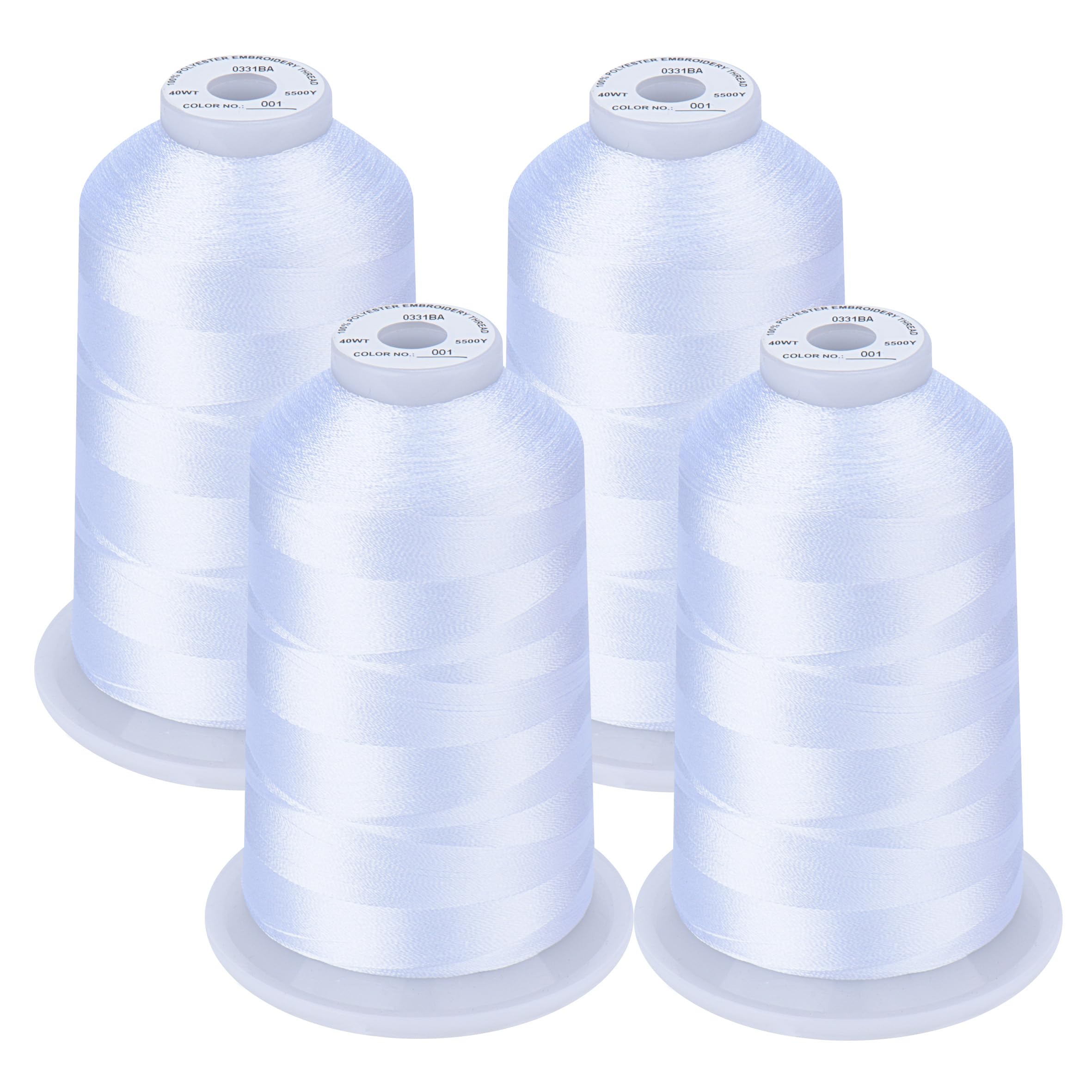 Simthread Machine Embroidery Thread 5000M King-Spools White Color for Brother/Babylock/Bernette/Janome/Singer/Kenmore Sewing and Embroidery Machine