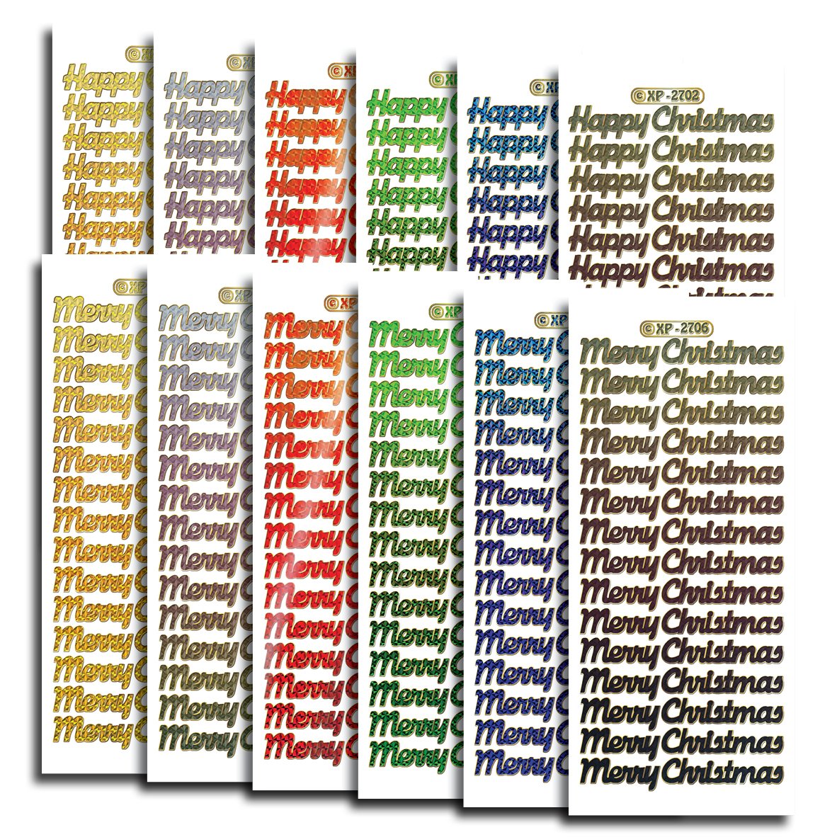 Creative Products Prismatic Christmas Text Craft Stickers, Stickers, Multi-Colour, 23 x 10 x 1 cm