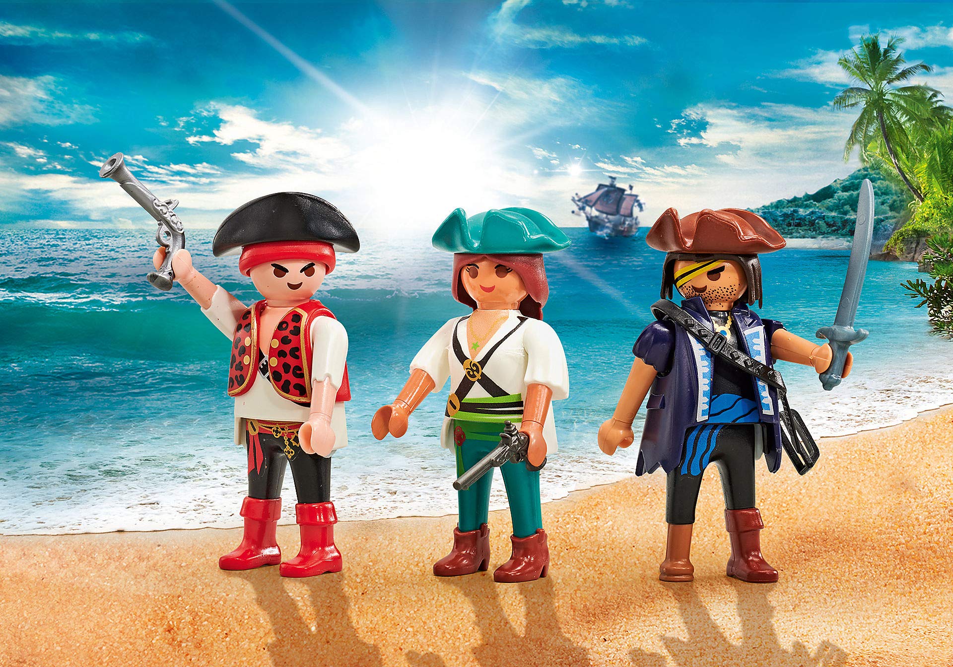 Playmobil - 9884 - Pirates - 2 Pirates and 1 Piratine - in Plastic Packaging, No Blue Cardboard Box