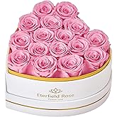 Eterfield 16 Forever Flowers in Heart Shape Box, Preserved Roses That Last a Year Preserved Flowers Birthday Gifts for Her Mom Women Wife Anniversary Valentines Day Mothers Day Christmas, Pink
