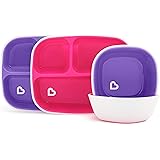 Munchkin Splash Ensemble de 4 assiettes et bols séparés Rose/violet