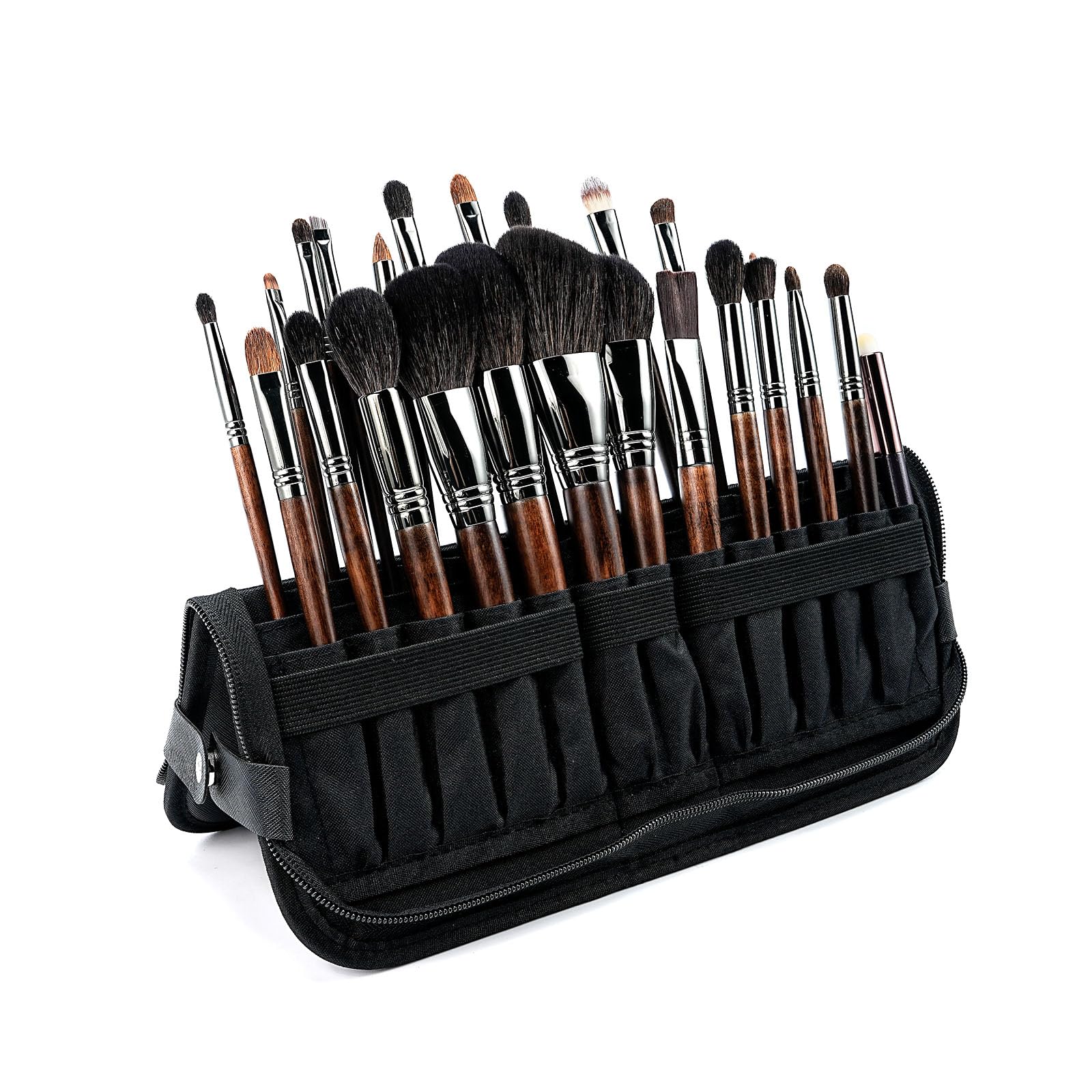 Black Travel Makeup Brush Holder,Waterproof Stand-Up Makeup Brushes Organizer, Portable Makeup Brush Holder Travel Case (BAG-875)