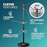 CASARIA Elegant Coat Rack with Marble Base 14 Rotatable Hangers 175cm Black view 4