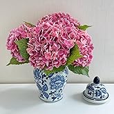 ZYTUYO 3 PCS Magenta Hydrangea Real Touch Artificial Flowers 21'' Latex Large Hydrangea with Long Stems for Wedding Table Centerpieces Indoor Kitchen Spring Home Decor Outdoor Porch