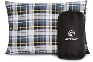 REDCAMP Outdoor Camping Pillow Lightweight, Flannel Travel Pillow Cases for Sleeping in Car Plane,Hammock Removable Pillow Co