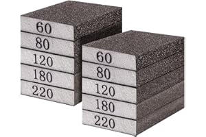 10 Pack Sanding Block, Sanding Sponges of 60/80/120/180/220 Grit Washable and Reusable Sandpaper Block Wet Dry Sand Paper for