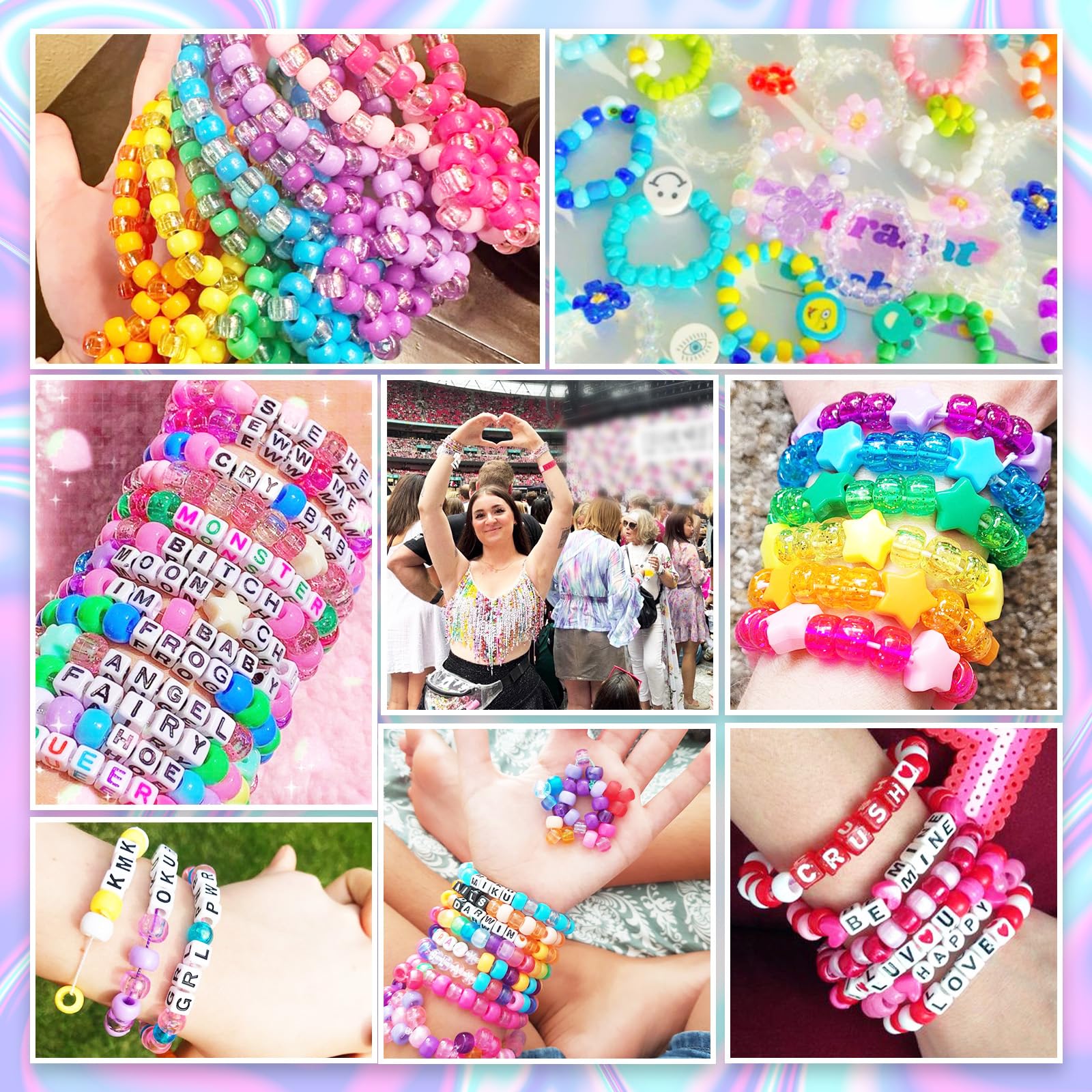Dowsabel 6 Boxes 120 Colors Pony Beads Bracelet Making Kit, Beads for Jeweley Making with Letter Beads Kandi Beads, DIY Arts and Crafts Birthday Gifts Toys for Kids Age 6-13