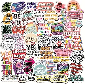 Inspiring Words Stickers Artistic VSCO Phrase Stickers 50pcs Boy and Girl Sticker Laptop Bedroom Wardrobe Car Skateboard Motorcycle Bicycle Mobile Phone Luggage Guitar DIY Decal (Word C)