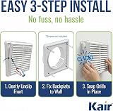 Kair Black 150mm Louvred Wall Vent Grille with Flyscreen 183mm Cover view 4