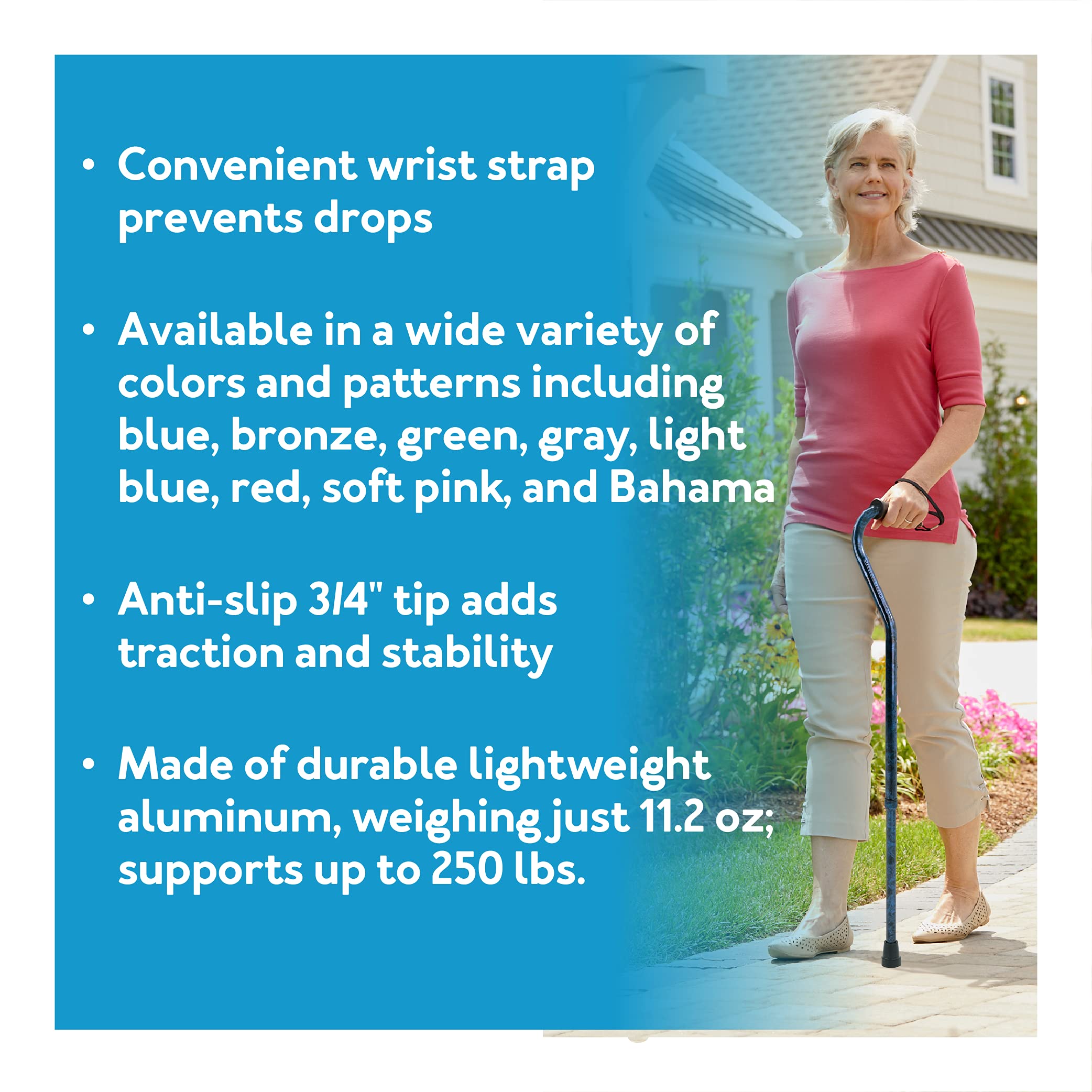 Carex Health Brands Designer Offset Cane, Bahama, 1 Count