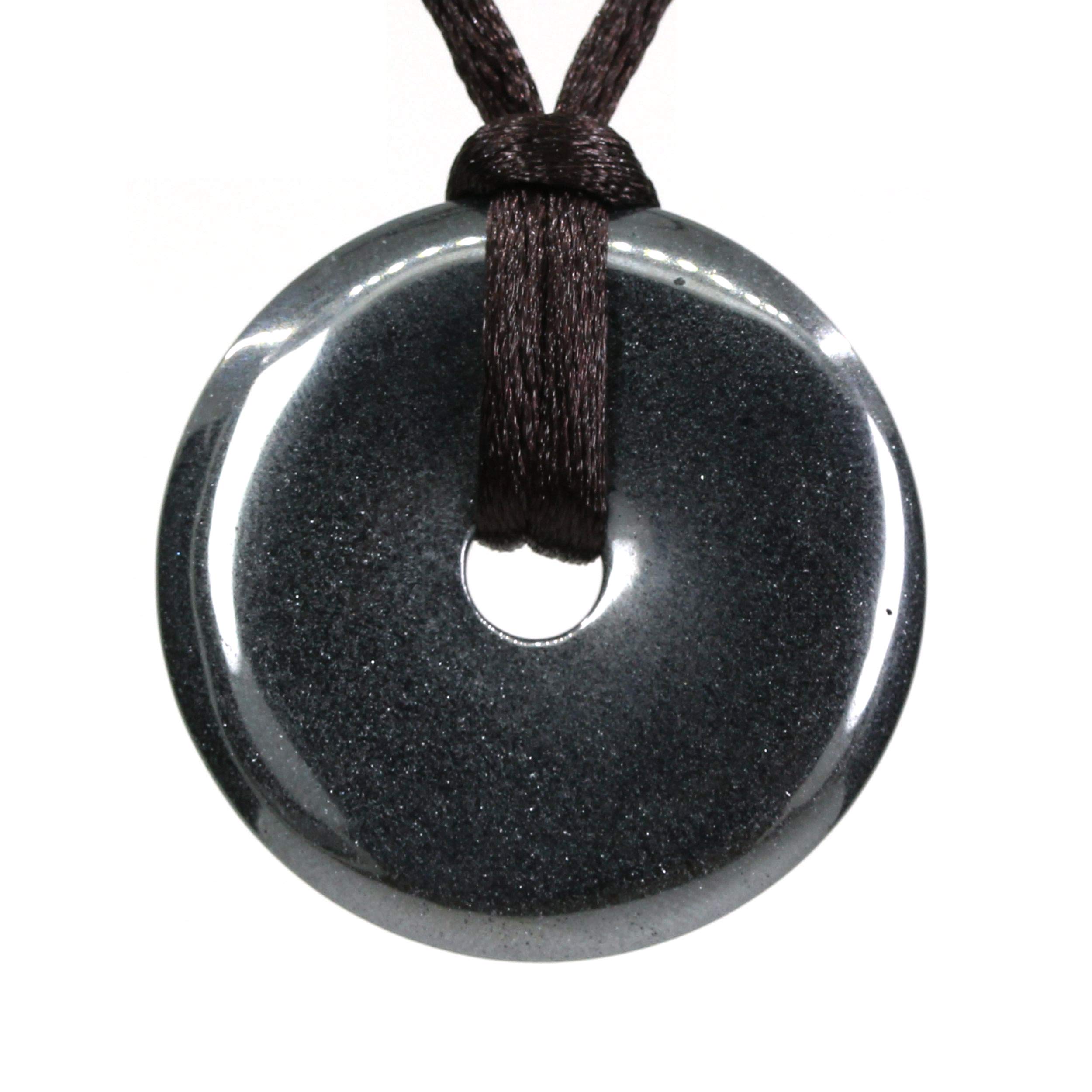 Natural Hematite Peace Donut 30M Beads Adjustable Braided Macrame Tassels Pendant Unisex