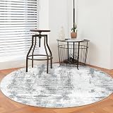 Famibay Round Rug 150cm Grey Abstract Thin 5mm Non Slip Washable view 8