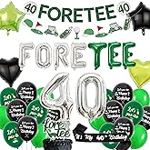 40th Birthday Golf Party Decorations - Fore Tee Balloons Banner Number 40 Heart Start Balloon Cake Topper Sash Theme Decor, Golf Party Supplies for Men Adults 40 Years Old Birthday