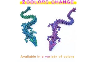 Muybien 2PCS 12" 3D Printed Dragon, Crystal Dragon, 3D Printed Toys for Adults, Fidget Dragons Toys (Blue+ Purple)